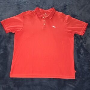 Tommy Bahama Red Supima Cotton Polo Shirt Mens Size XL